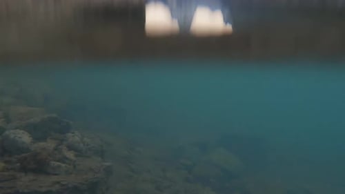 Water Reflection, Paron Lake, Underwater View, Andes Mountain Range, Peru Andean Cordillera, Andes