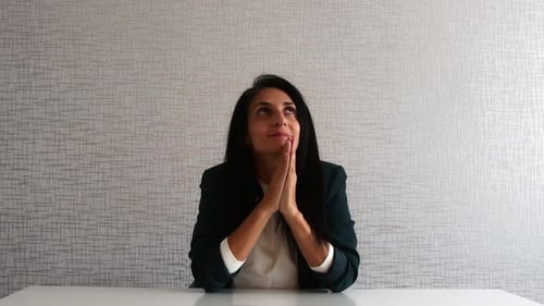 Hopeful Woman Pray In Isolated Room