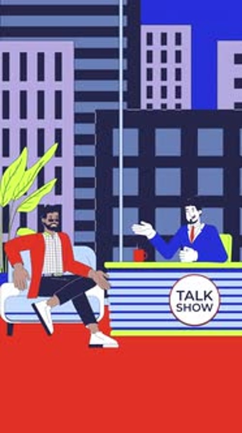 Flat Design Animated Talk Show Interview Vertical Illustration