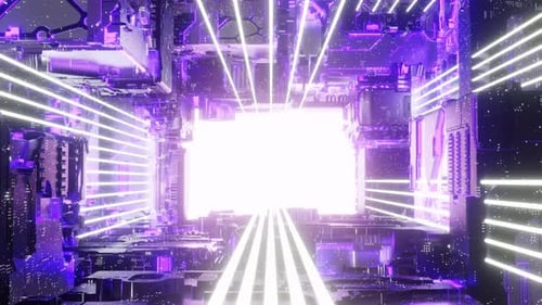 Glowing Corridor of Futuristic Spaceship 3d Animation