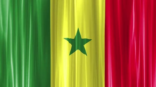 Senegal Flag Animated Waving Curtain Loop