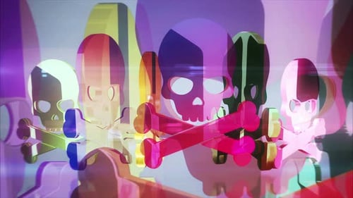 Skull pirates and cyberattack glass symbol