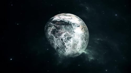 Abstract Planet Rotating in Starry Deep Space Background