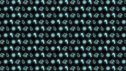 Animated Neon Christmas Holiday Pattern Background