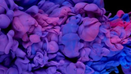 Abstract Ink Swirls in Blue and Pink