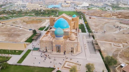 Aerial View of Mausoleum in Turkestan