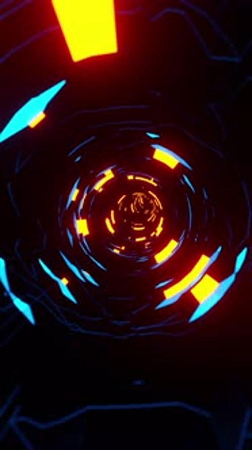 Animation très colorée de lumière vive dans le noir. Animation en boucle verticale