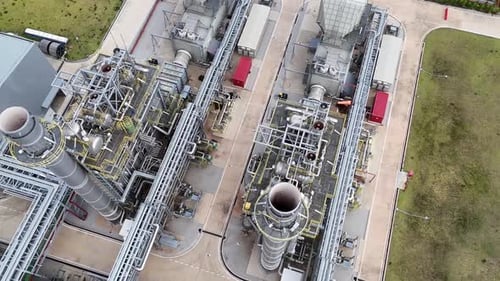 Industrial facility overview with advanced machinery and infrastructure in operation