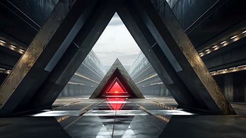 Futuristic triangular portal