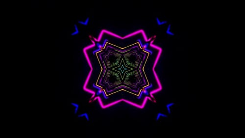 Dynamic neon tunnel pulsating with vibrant pink and blue light