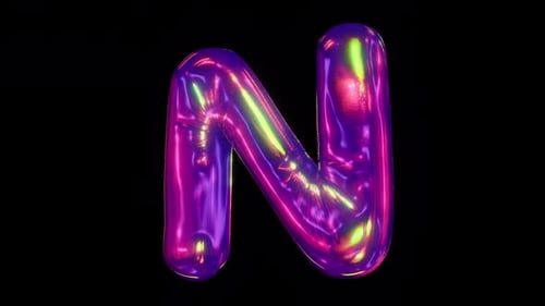 Iridescent Bubble Typeface Letter N