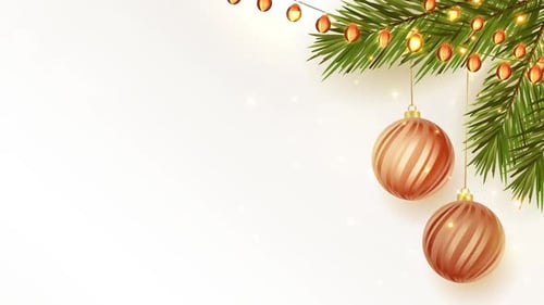 Animated Christmas Background with Branches, Lights, and Ornaments