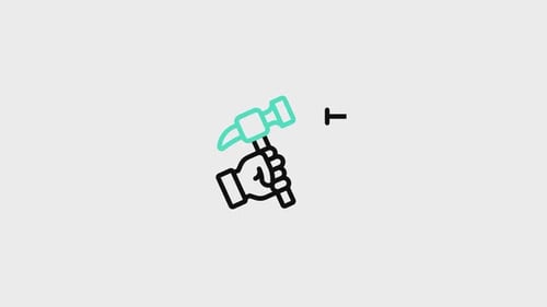 Animated Hand Hammering Nail Line Icon