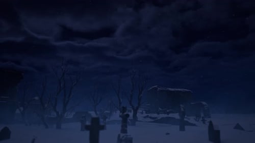 An abandoned ancient cemetery in ruins in the north.