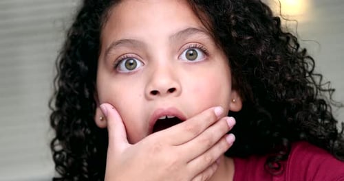 Scared little girl child portrait SHOCKING reaction