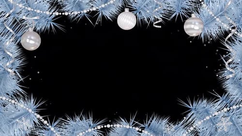 Marco navideño azul con adornos navideños