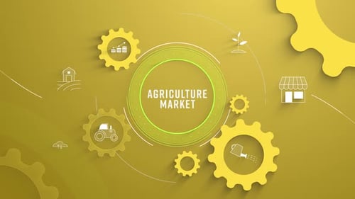 Flat Infographic Icons Background Agriculture Market Loopable Animation