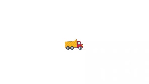 Flat Design Dump Truck Driving Animation