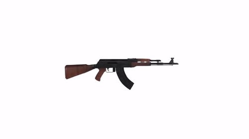 Ak47 Automatic Rifle rotating in loop on white background