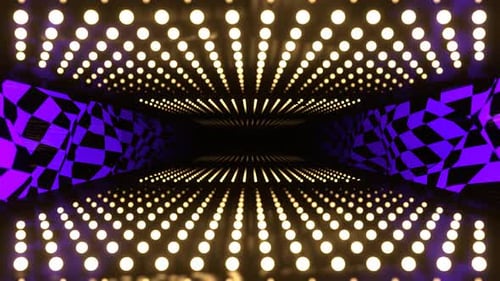 Yellow And Purple Infinite Neon Dots And Checkers Background Vj Loop In 4K