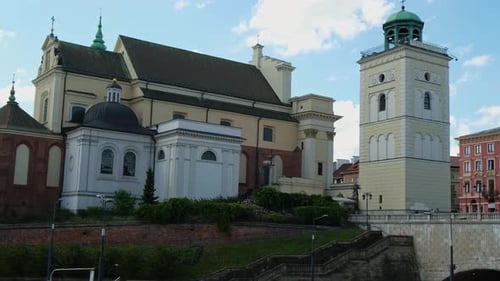 Castle Square in the Old Town of Polish Capital View of the Garden Near the Royal Castle in Warsaw