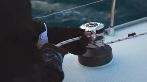 Working With Sails On A Yacht In Marmaris