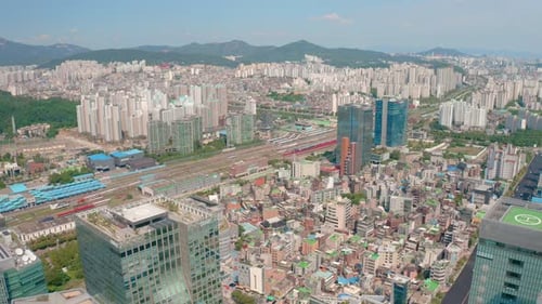Vista aérea de Sangam-dong en Seúl, Corea del Sur, centro de radiodifusión