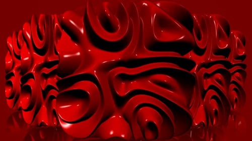 Red Background with Cubes of Plasma, Reflection, 3D Render, Unique Design, Exclusive
