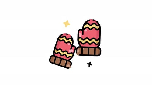 Animated Bouncing Mittens Flat Design Icon