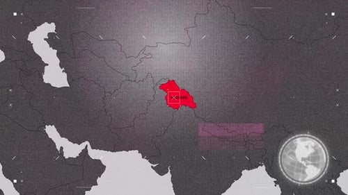 Futuristic World Map Zoom with Glitch Highlight