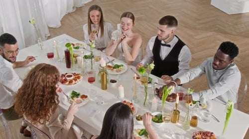 Wedding Reception Party Toasts the Happy Couple