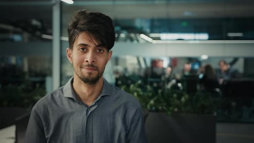 Business Male Office Portrait Indoors Arabian Man Businessman Indian Ethnic Guy Worker Marketing