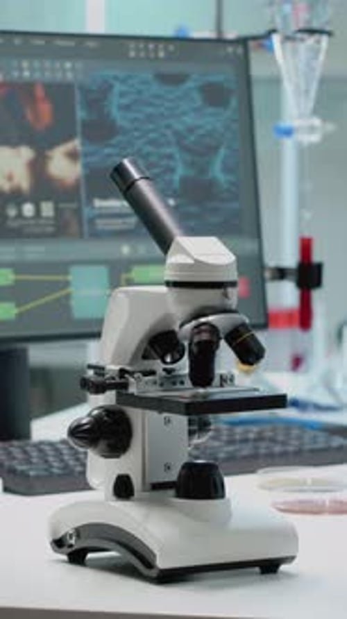 Isolated Microscope in Bright Modern Laboratory
