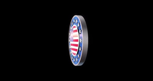 3D American Flag Spinning Badge Animation