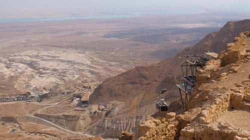 Cable car upper station on Masada mountain in Israel