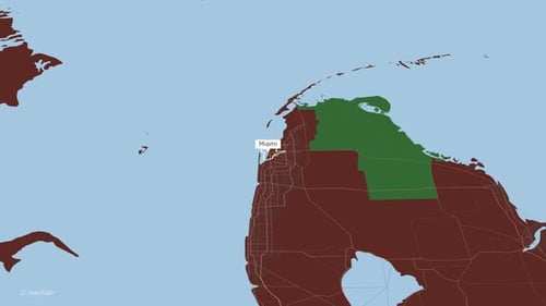 Rotating Map Of Miami City, USA