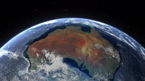 Realistic Earth Rotation Showing Australia from Space