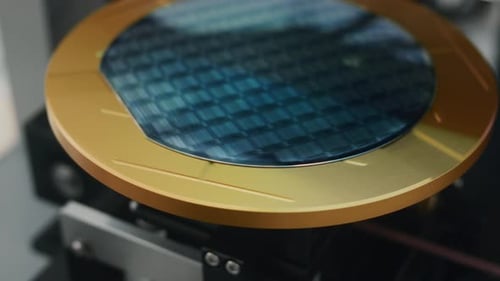 Máquina electrónica de silicio en una fundición avanzada de semiconductores que produce chips de computadora