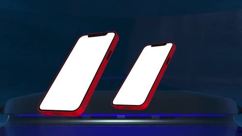 Weißer Bildschirm mit 3D-Mockup-Animation für Mobiltelefone