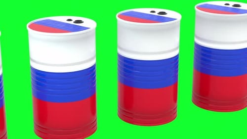 Russian Oil Barrels Diagonal Angle Green Background
