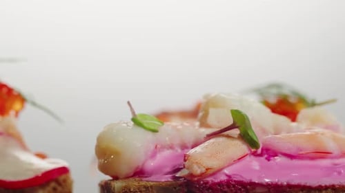 Close Up of Tasty Open Faced Sandwiches