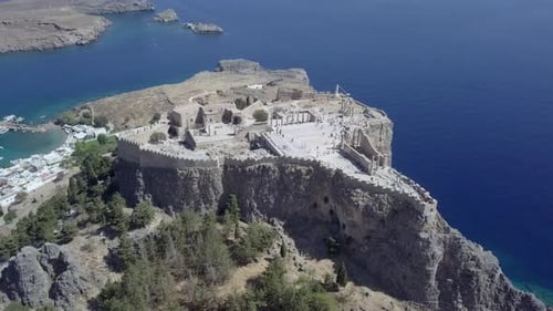 Acrópolis de Lindos, imágenes aéreas de la Acrópolis de Lindos, Rodos