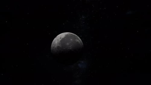 3D Realistic Moon Rotating in Dark Space