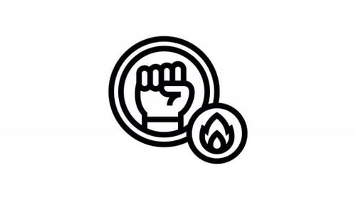 Animated Flat Design Fist and Flame Icon Reveal