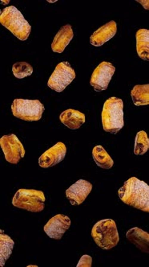 Delicious Pain Au Chocolat Falling Loop Background Animation