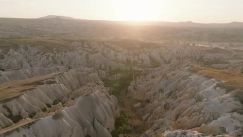 A Mosaic of Nature's Wonders of Valleys at Sunset in Cappadocia, Turkiye