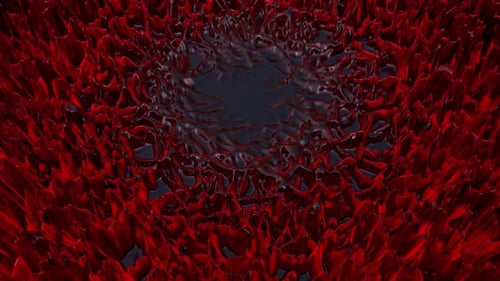 The Dark Red Lava Substance Vibrates Continuously