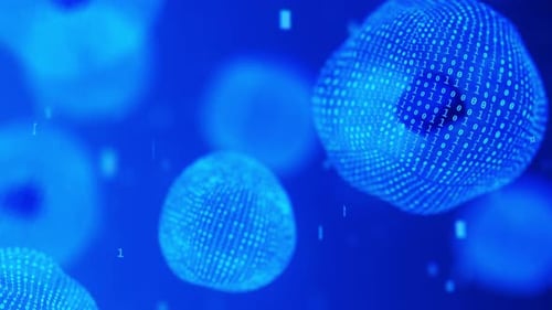 Blue Digital Cell Structures Abstract Background Cyber Biotechnology Science and Genetic Concept