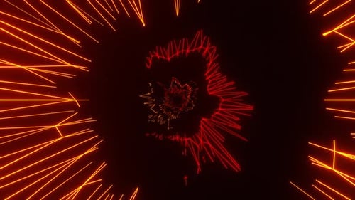 Orangefarbener und roter abstrakter Lasershow-Neon-Bewegungshintergrund Vj Loop In 4K