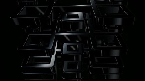 Abstract Black Glossy 3D Geometric Cubes Dynamic Loop